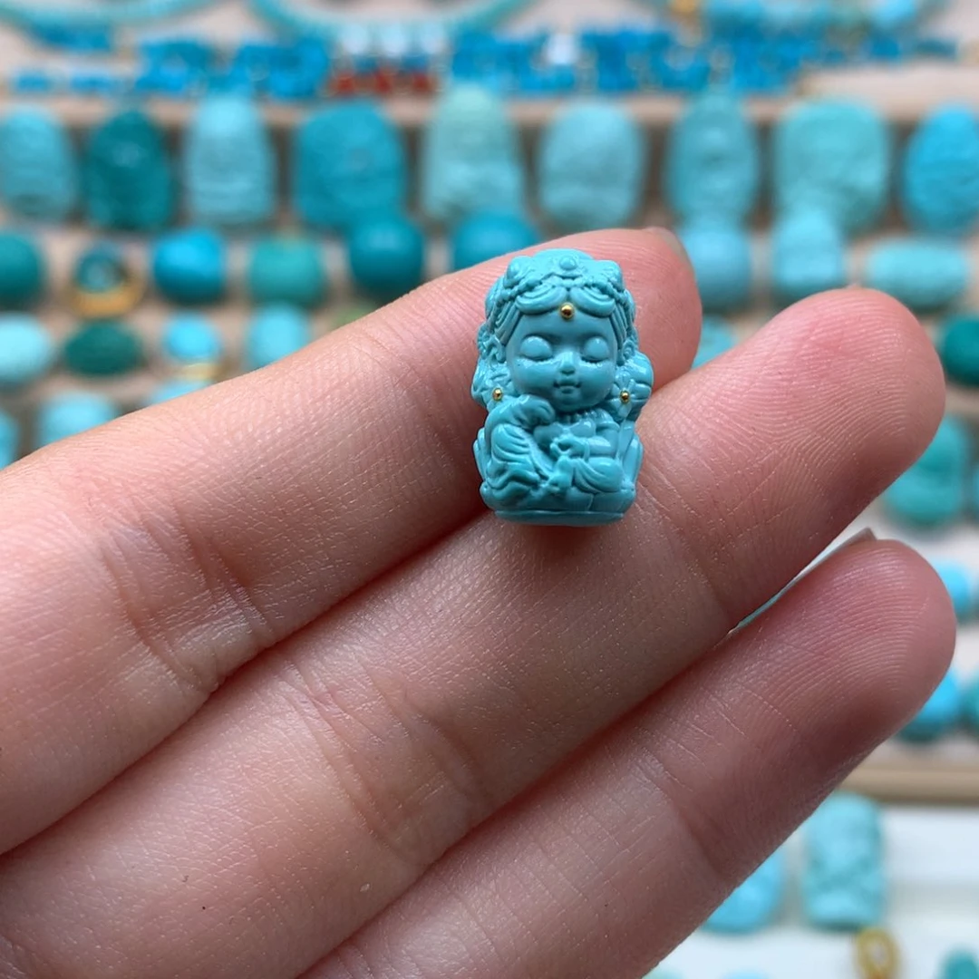 绿松石未镶嵌绿度母如*愿