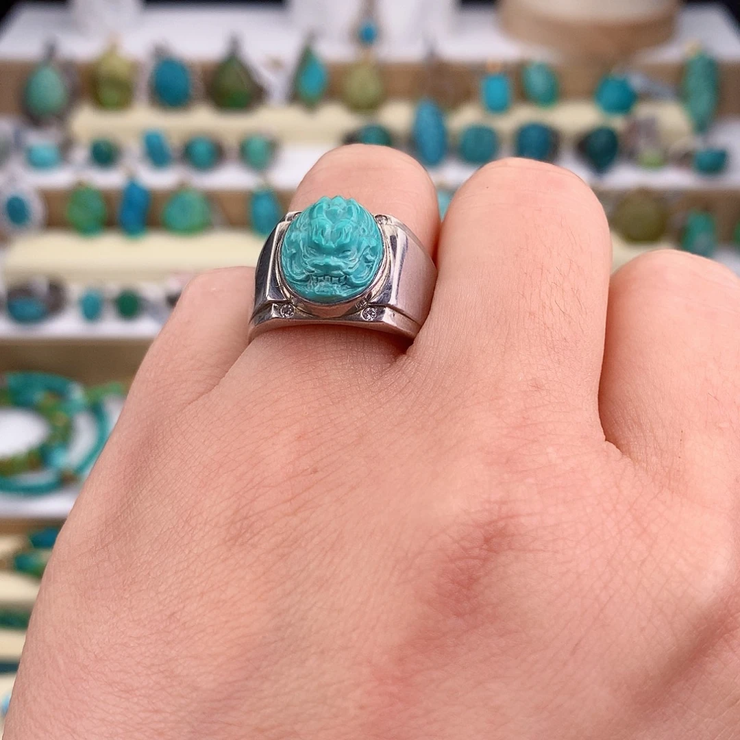 绿松石银S925镶嵌戒指