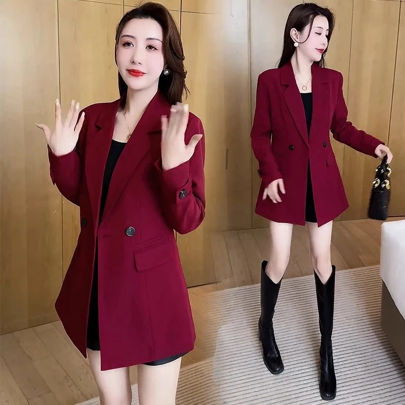 西服外套女2025秋冬新款洋气质收腰显瘦小个子中长款休闲西装上衣