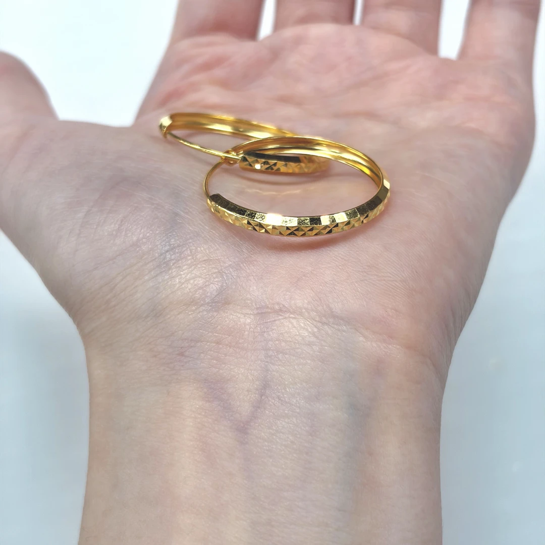 【金耳饰】大耳圈（碎冰款）黄金5G足金999经典百搭精致简约零附加