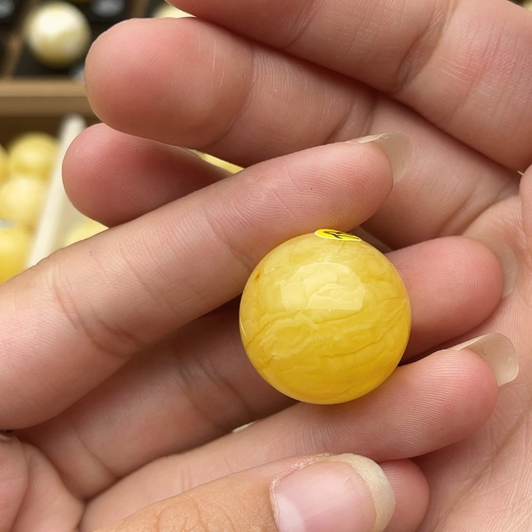 裸石琥珀未镶嵌困***记蜜蜡圆珠梦微瑕