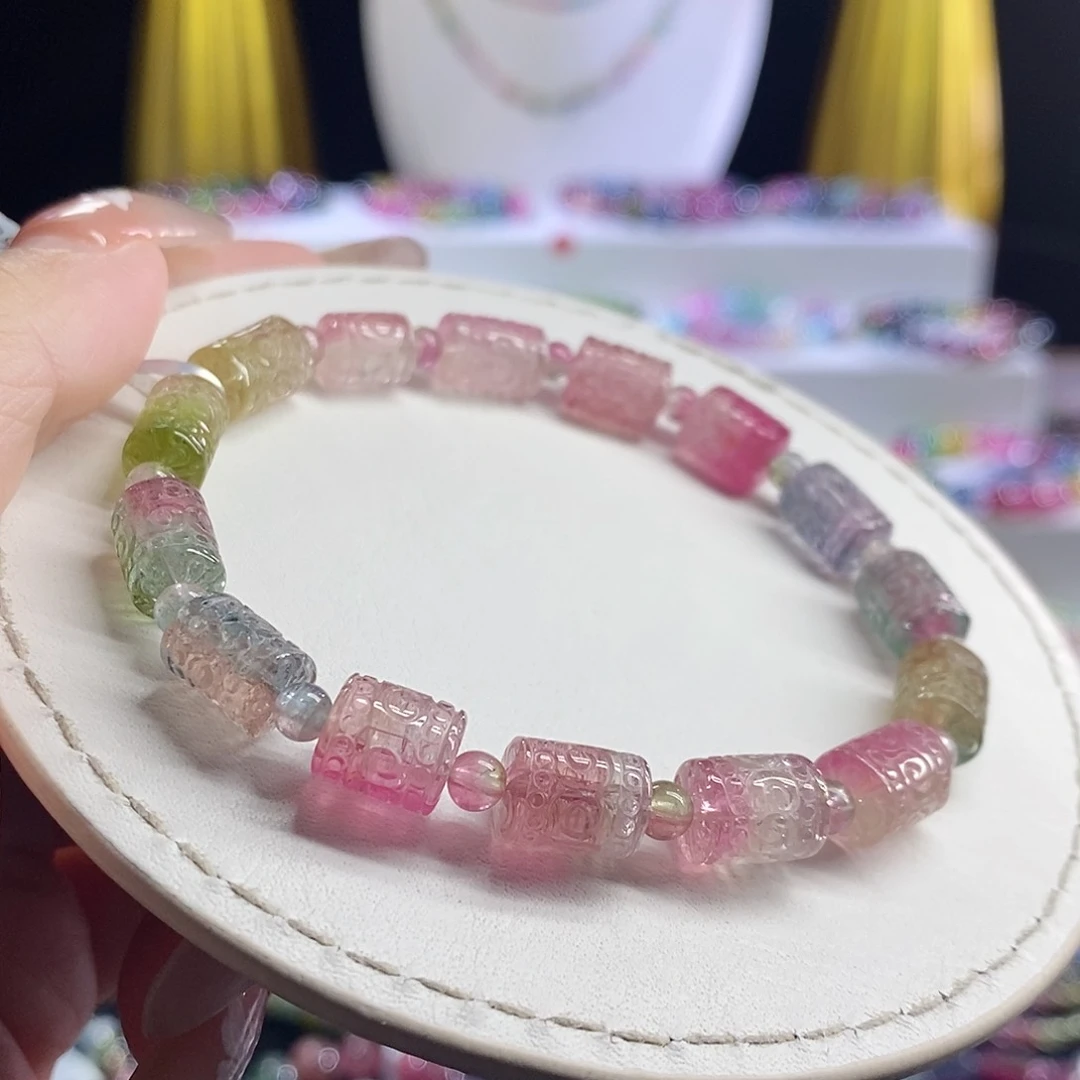 未镶嵌手链碧玺西瓜回纹