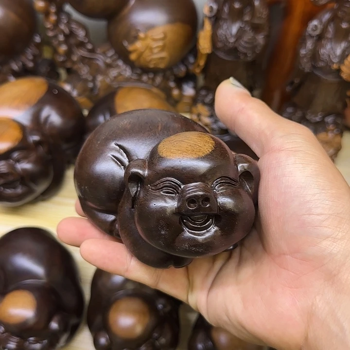 木黑檀木12双色福气猪一只