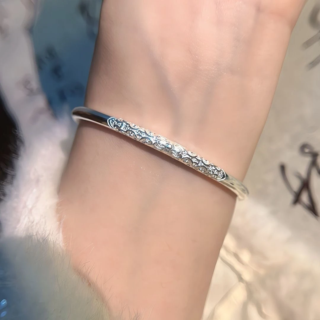 999手工银色卷草纹手镯卷草纹手镯20g-6