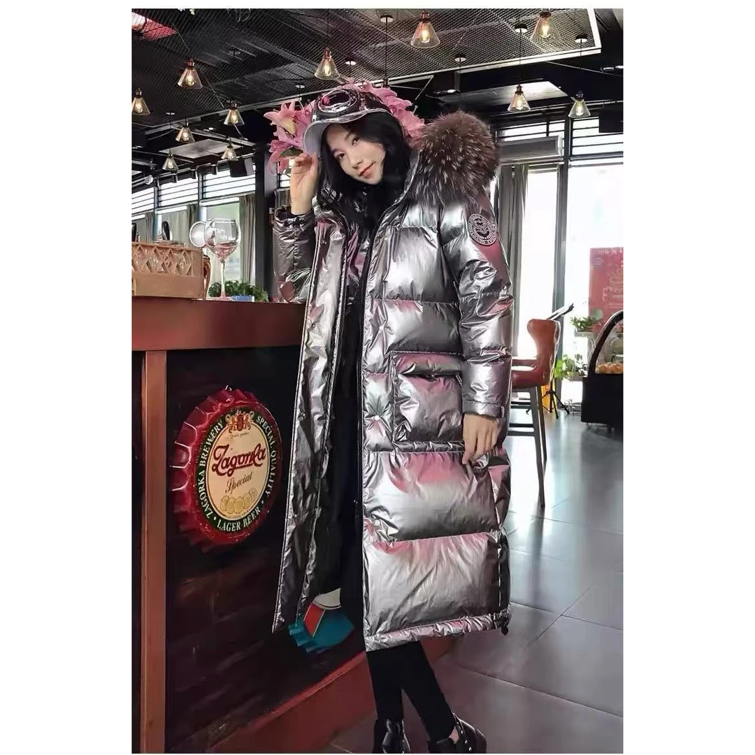 0204 羽绒服中长款女宽松亮面免洗时尚韩版K8