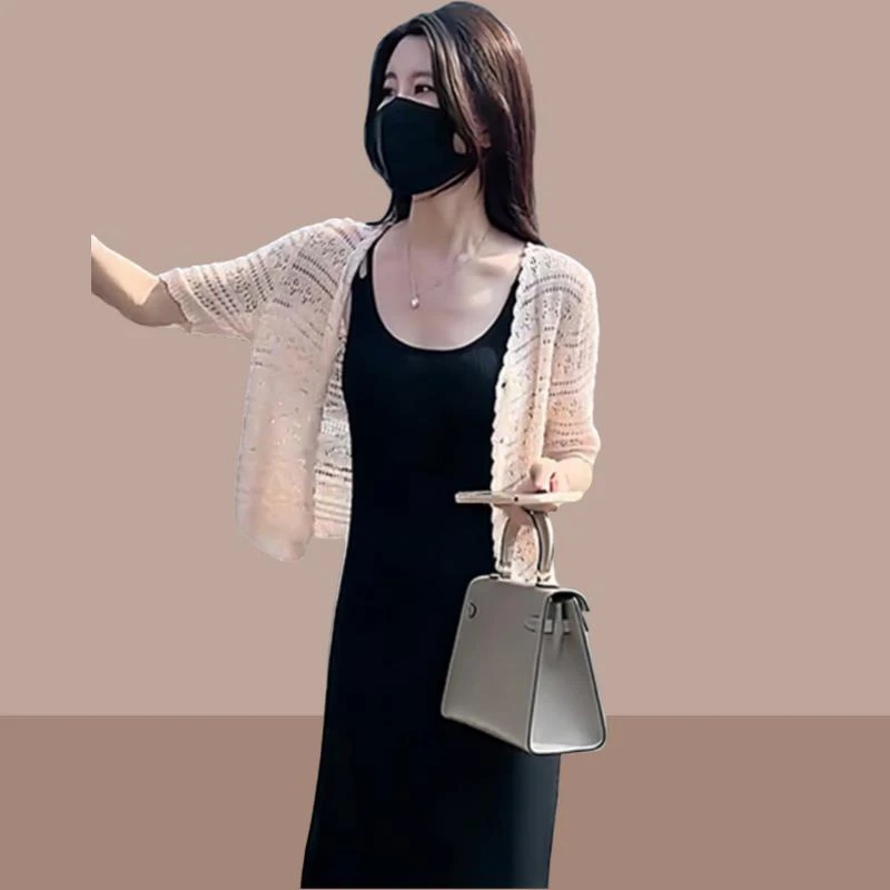 薄款镂空针织开衫外套女2025夏季新款配吊带长裙罩衫气质短款披肩