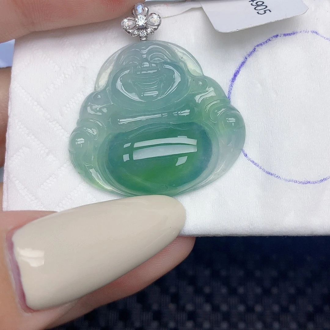 翡翠18K金镶嵌颈饰天然缅甸翡翠a货百元以上9元证书费自理