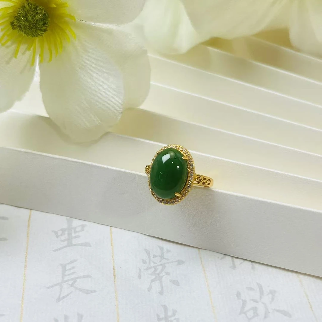 【小池专属】S925和田玉碧玉戒指 14*10*6 LJ2011