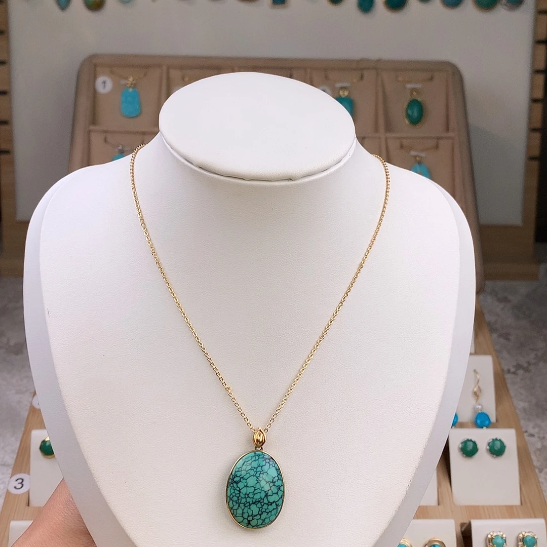 绿松石18K金镶嵌吊坠(不含链)