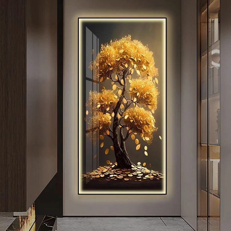 无品牌黄金发财树玄关装饰画走廊过道挂画