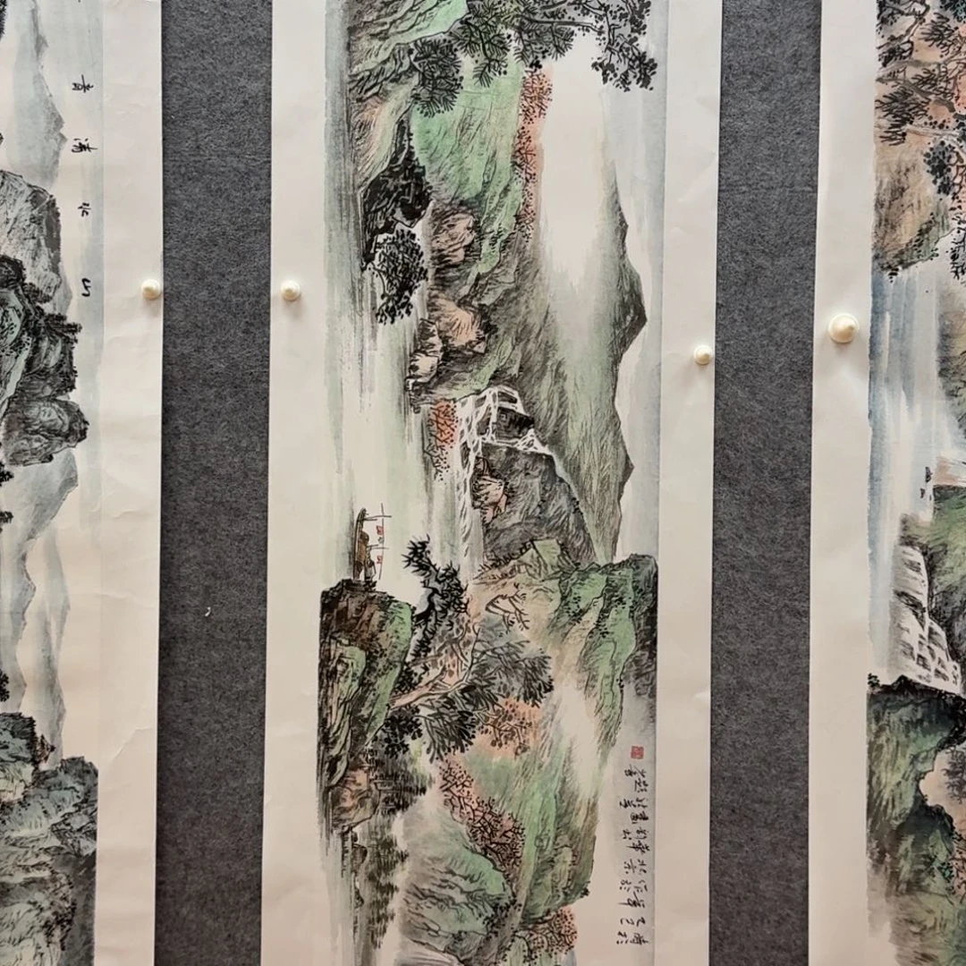 国画檀少章138x34尺寸山水