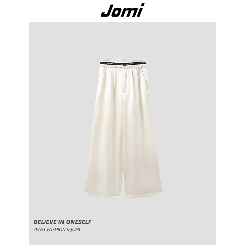 JOMI蕾丝织带高腰阔腿裤垂感显瘦气质休闲裤J5105SS26268