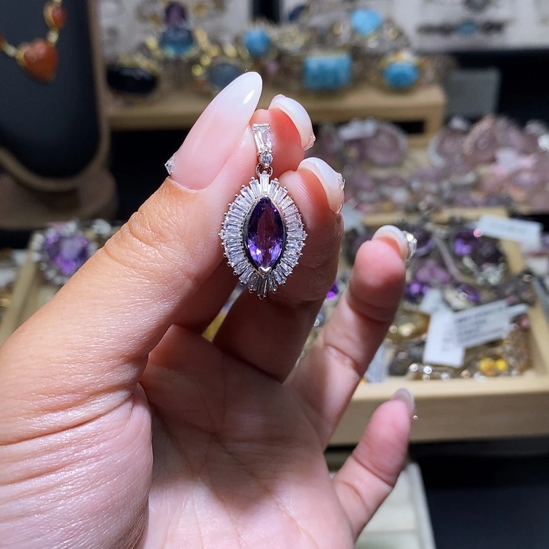 H****紫晶银S925镶嵌戒指