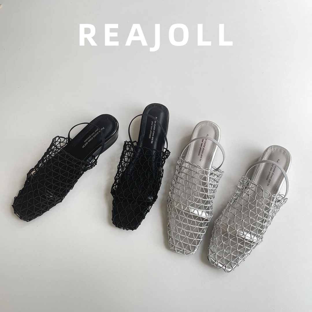 拖鞋女夏外穿2025新款网面编织网红包头配裙子法式时尚半拖凉拖
