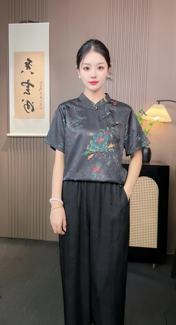 【锦绣】新中式国风立领斜襟正肩小短袖