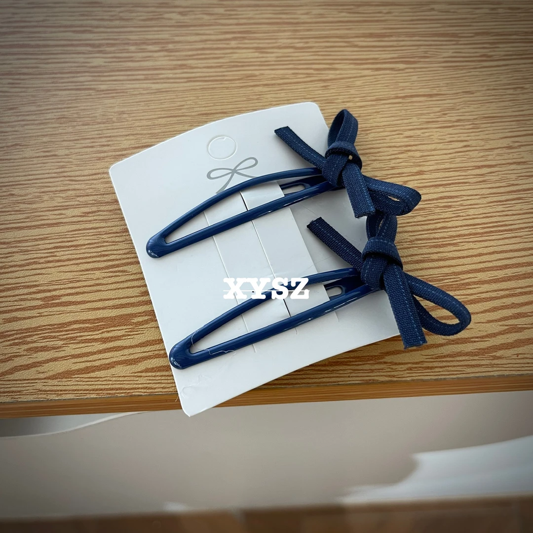 藏蓝蝴蝶结掰掰夹BB夹女边夹复古港风少女风发夹顶夹职场休闲风