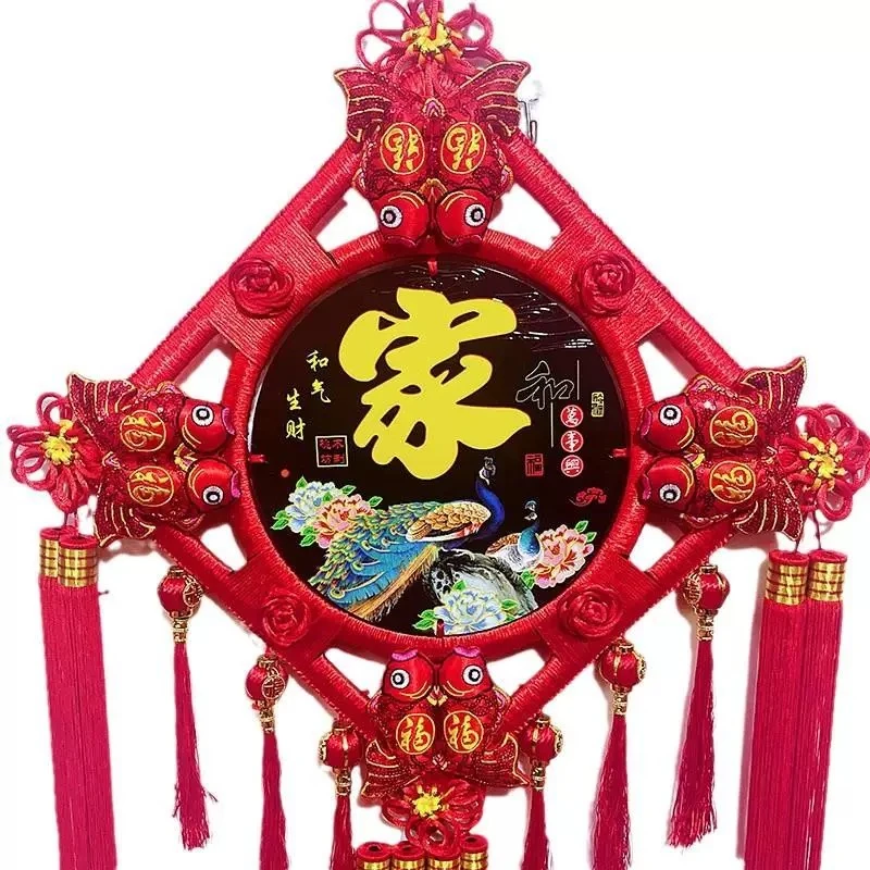 新款彩雕中国结挂件客厅玄关走廊沙发电视背景墙新婚新年桃木挂件