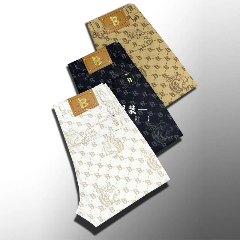 【正码】夏季冰丝男裤【三个颜色可选】时尚虎头图案百搭男裤875