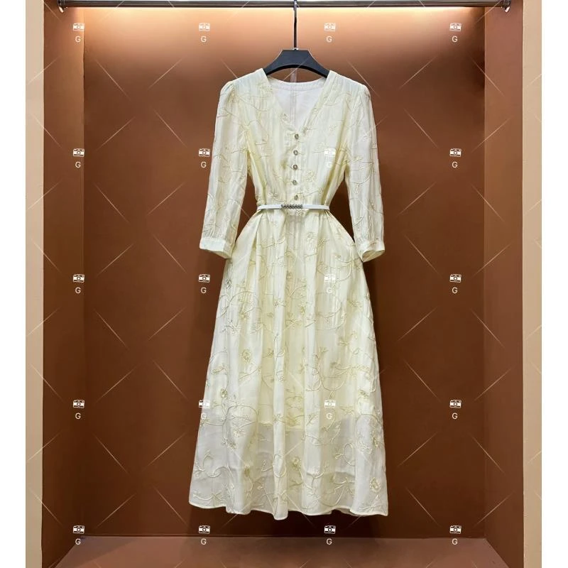 春夏丨设计师轻奢法式印花女士连衣裙 GS-56075