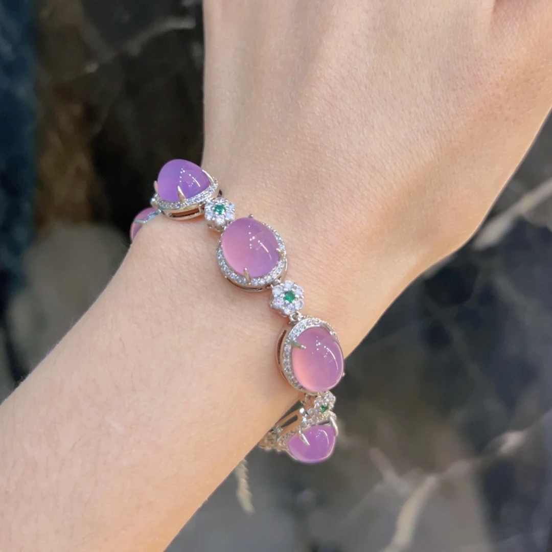 天然紫玉髓豪镶蛋面手链