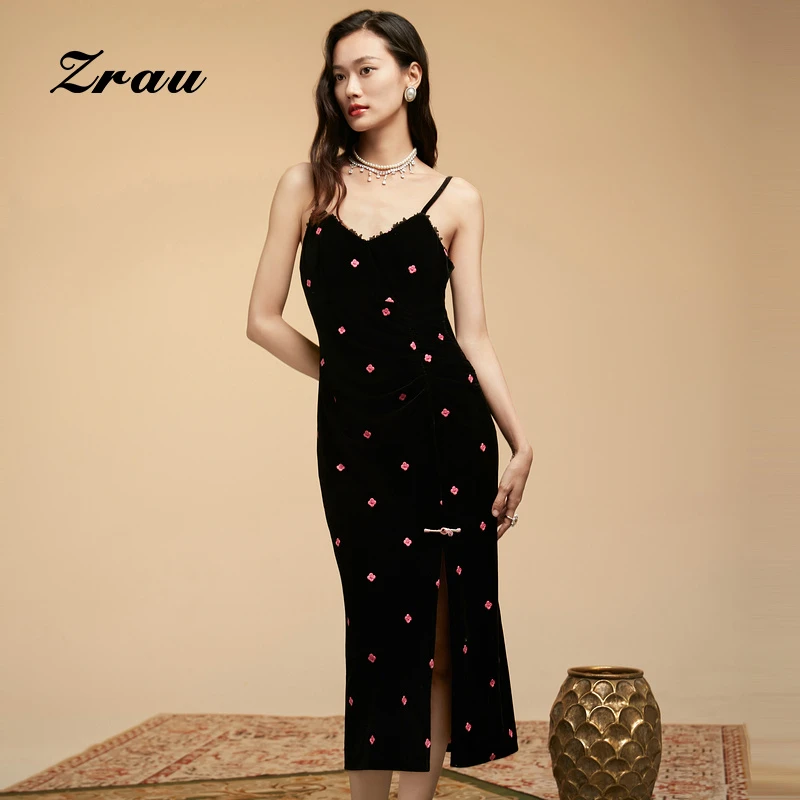 ZRAU复古新中式精美刺绣连衣裙Z1241L0001