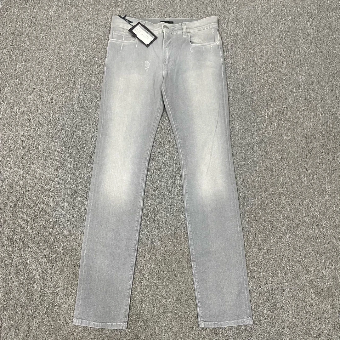 全新未使用 Prada/普拉达 12292317 背后logo水洗灰牛仔裤 31码