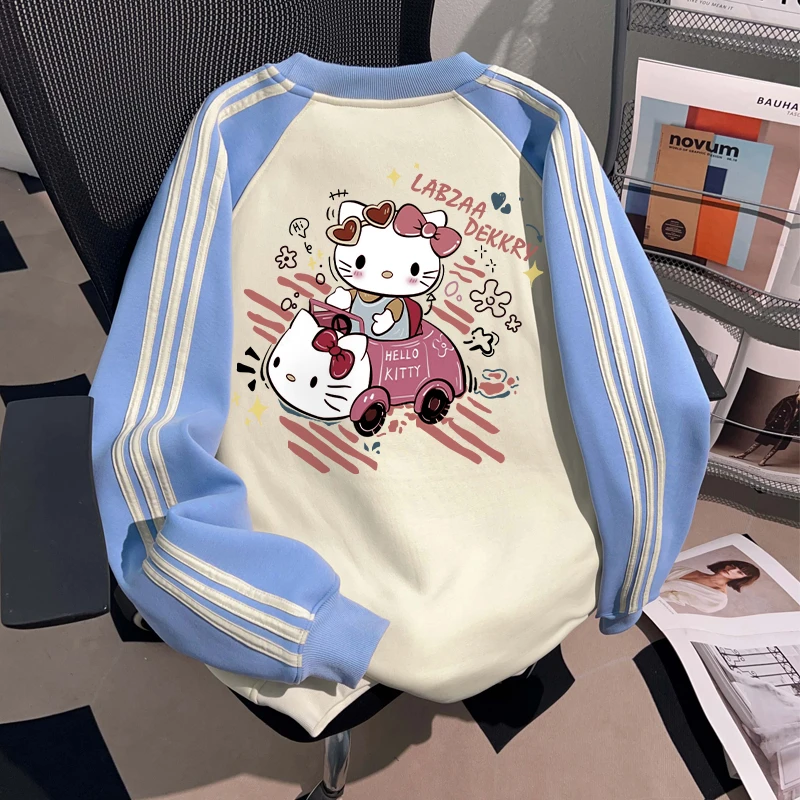 Dekkry潮牌学生套头秋冬季插肩三条杠圆领卫衣加厚加绒男女款上衣