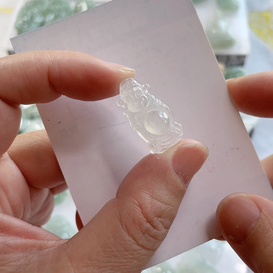 翡翠未镶嵌颈饰小***蓝冰财神