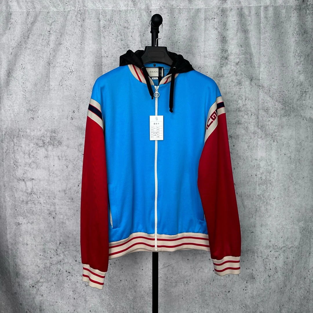 99新 GUCCI/古驰 经典条纹飞行员夹克外套 L码