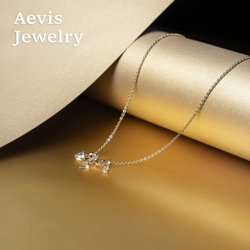 铜合金项链 Aevis Jewelry高级简约百搭女项链镶嵌珠- 6161