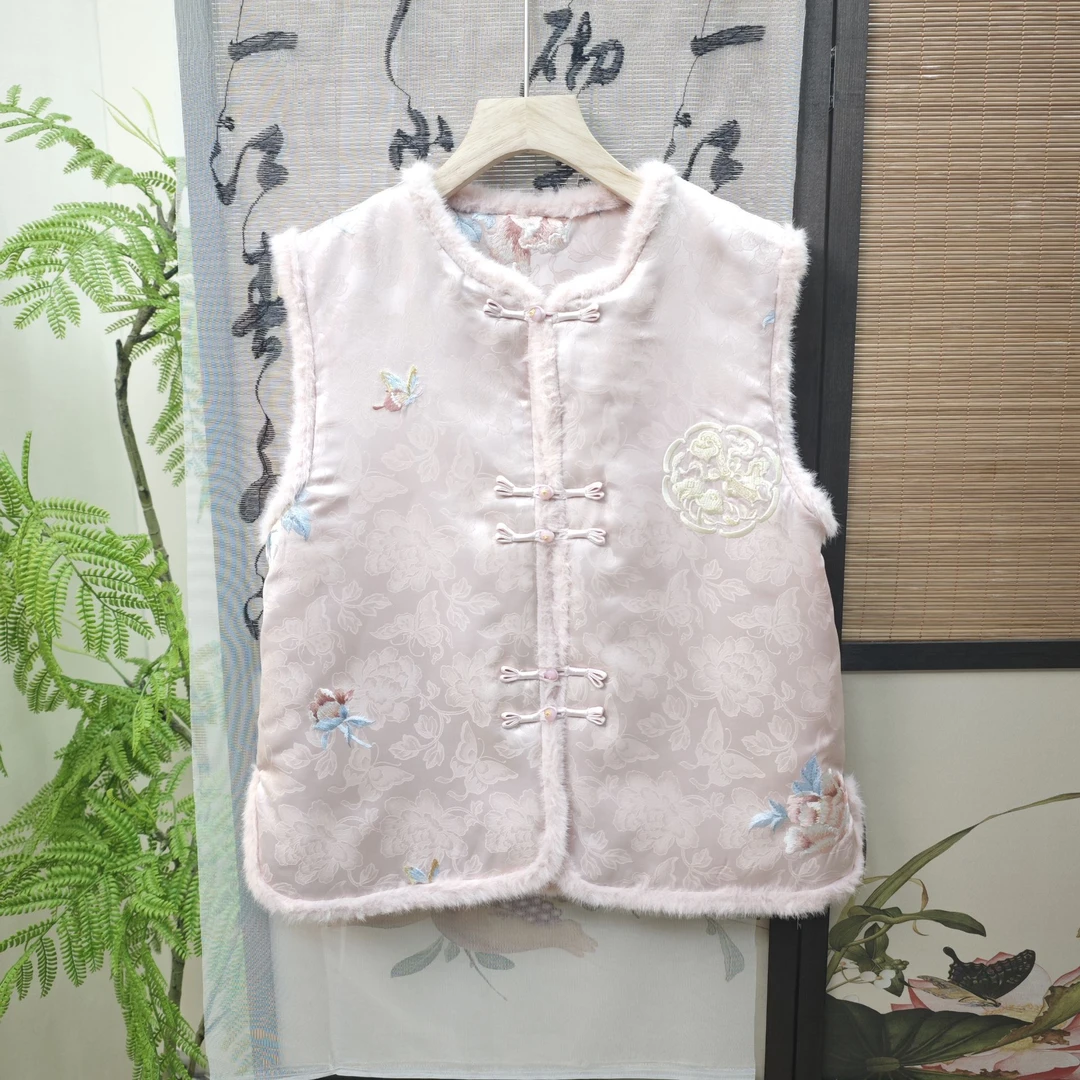 [寻川]马甲女士复古中国风中式绣花民族风无袖时尚