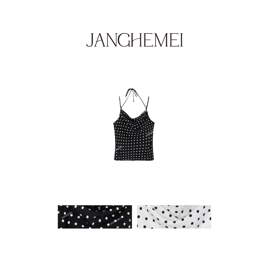 JANGHEMEI【波尔卡圆点系列】荡领修身吊带背心 D19757M42