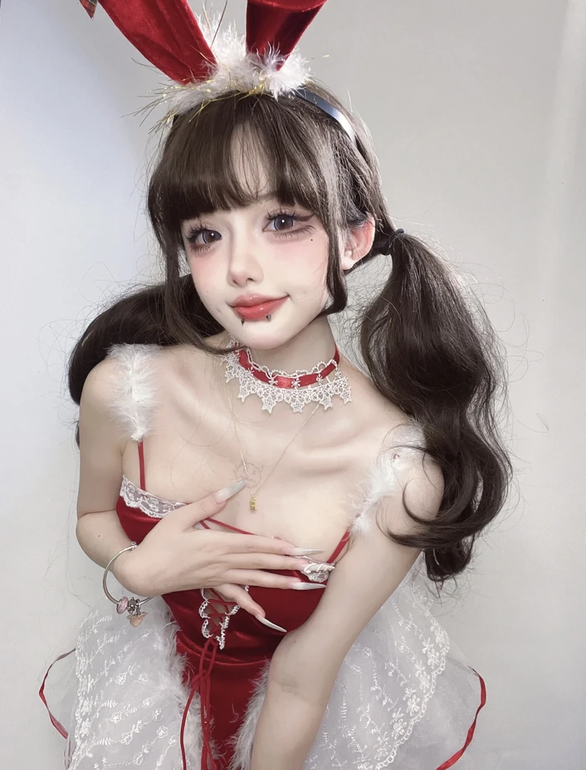 今晚赴约 原创圣诞麋鹿连衣裙青年日常中式蕾丝透气甜美短裙睡裙