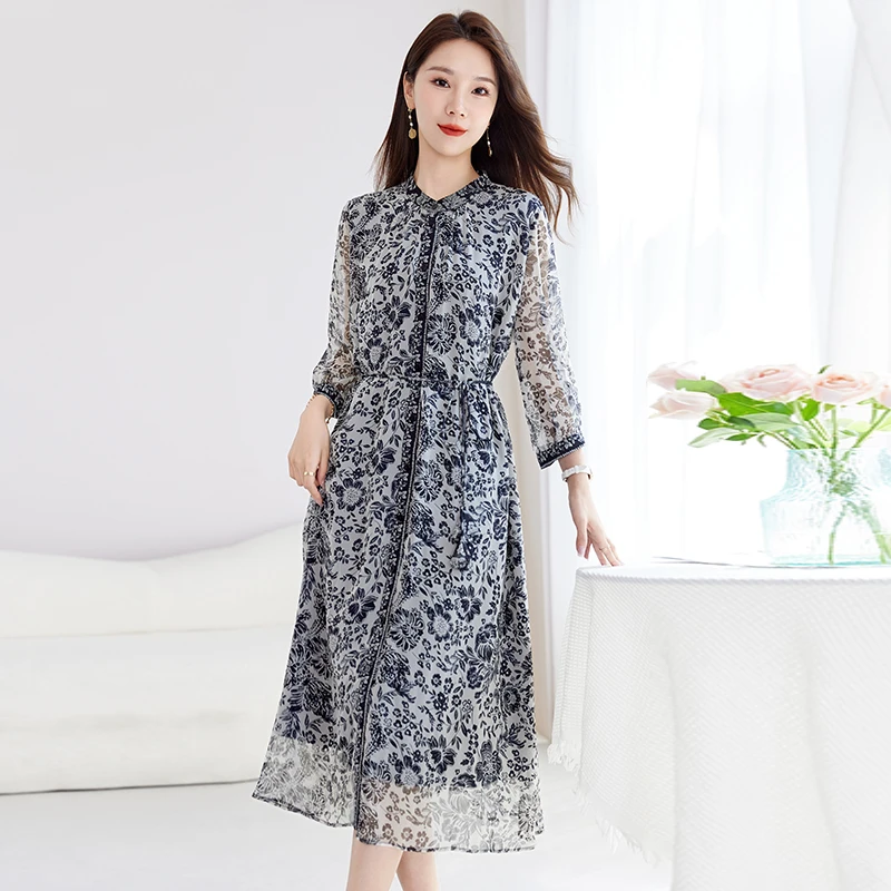 春夏新款桑蚕丝真丝气质轻奢女装连衣裙82599932