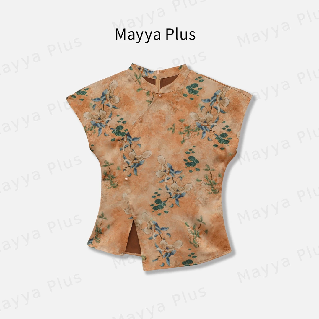 【海棠月】Mayya Plus麦芽定制国风新中式衬衫收腰显瘦短袖32528152