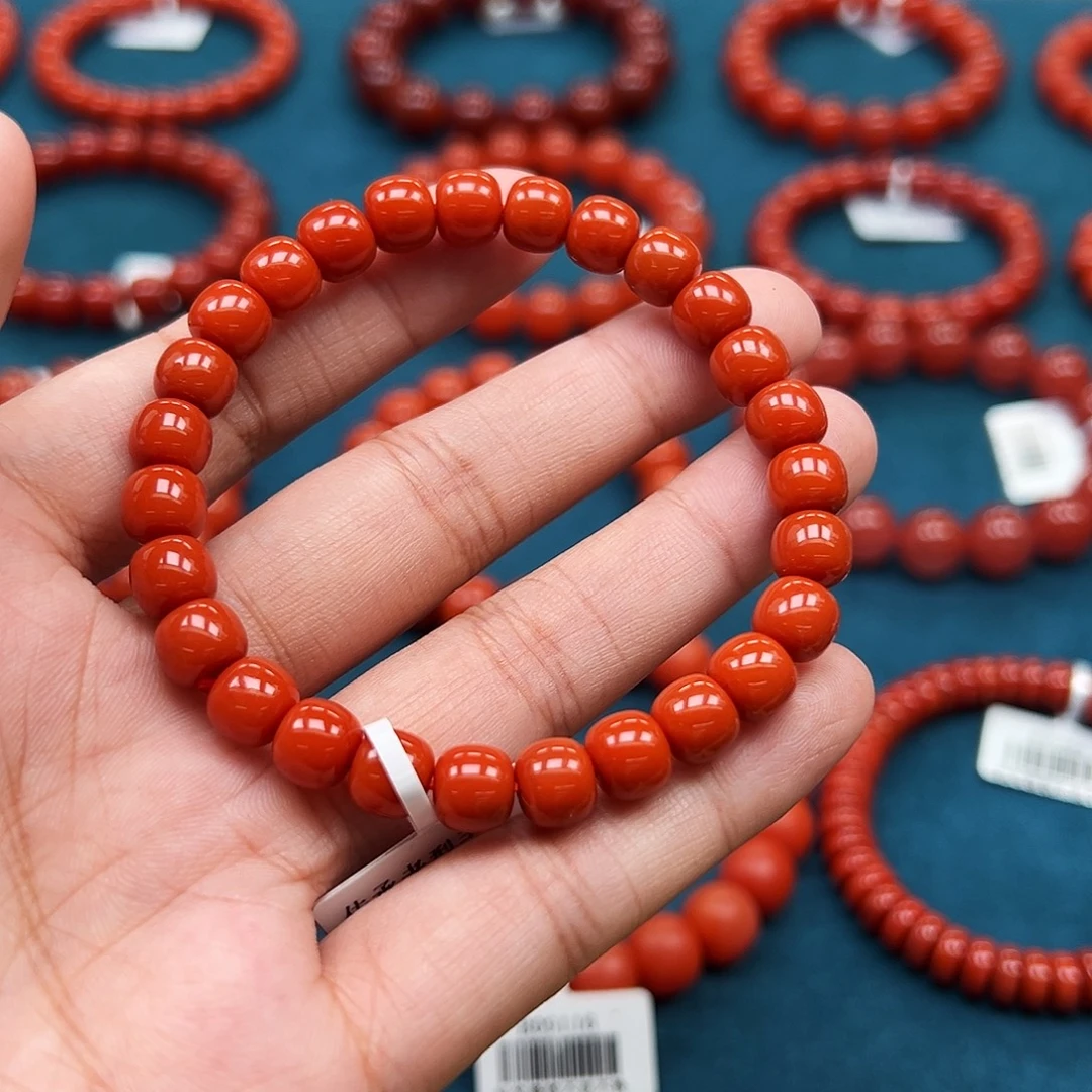 飘***雪南红玛瑙未镶嵌手串保山传承级南红7