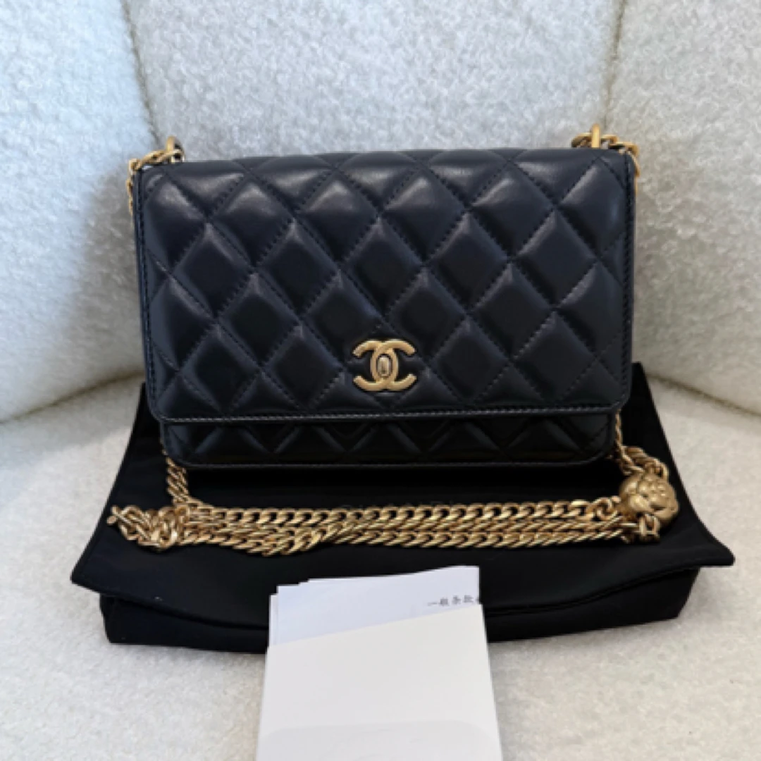 99新 Chanel/香奈儿 23S 黑金山茶花调节扣