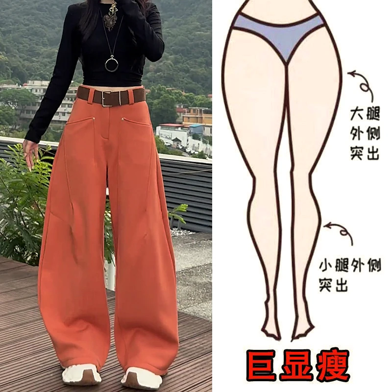 冬季新款宽松遮肉显瘦简约设计大口袋纯色垂感舒适百搭通勤休闲裤