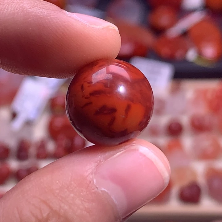 南红玛瑙未镶嵌珠宝半成品火焰单珠2
