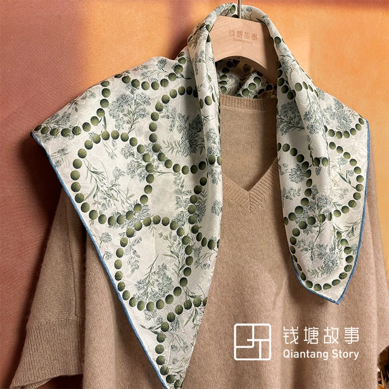 Qiantang Story/钱塘故事花罗-70中方巾春风又绿丝巾围巾65*65cm