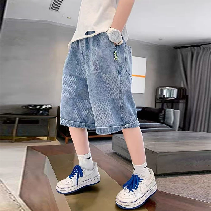 502939童装男童牛仔裤五分裤2025夏季宝宝韩版短裤潮酷男孩牛仔潮