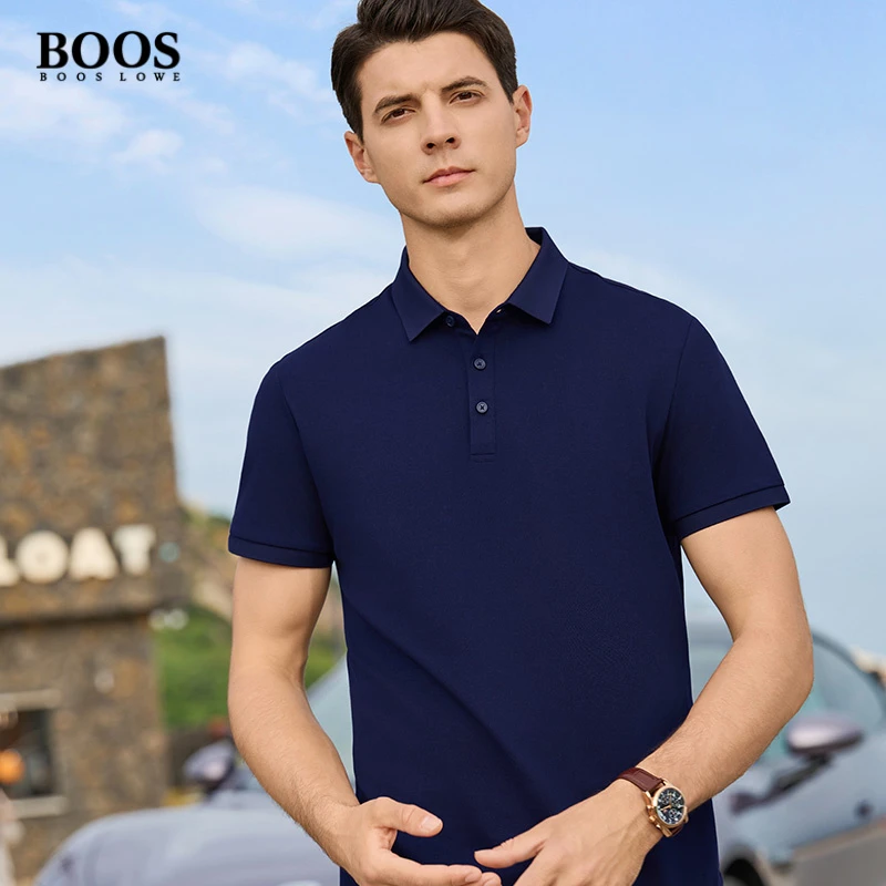 BOOSlowe官方博斯罗威男士修身短袖Polo衫商务百搭高级立领t恤男