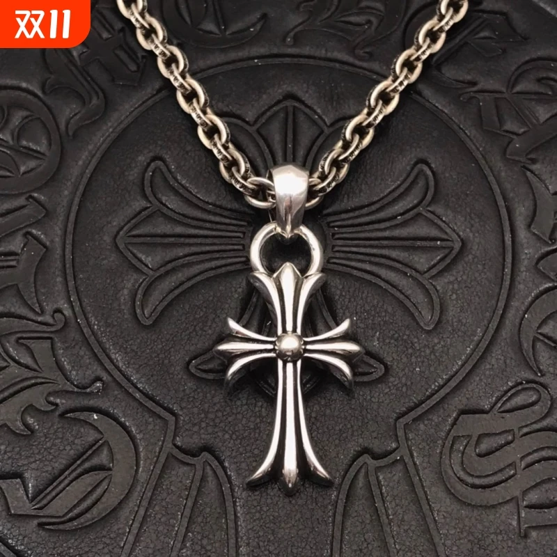 克罗心中号水滴双环十字架项链男女嘻哈个性霸气复古经典款