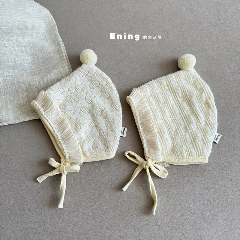 奶油白洋气宝宝护耳帽子春秋季保暖防风可爱萌公主婴幼儿宫廷胎帽