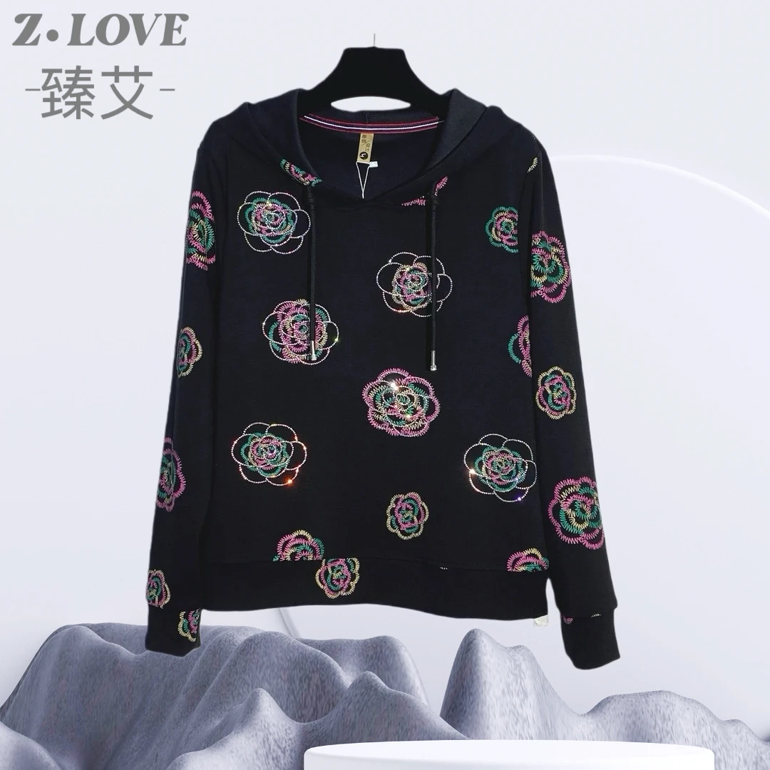 【五彩山茶花女神】秋冬百搭韩版时尚休闲宽松长袖连帽卫衣