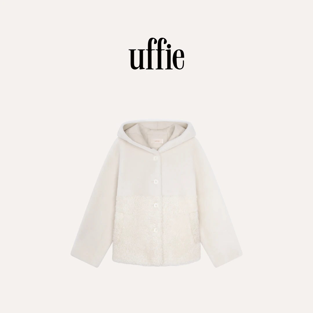 UFFIE于绘 小雪人 连帽扣饰皮毛一体外套