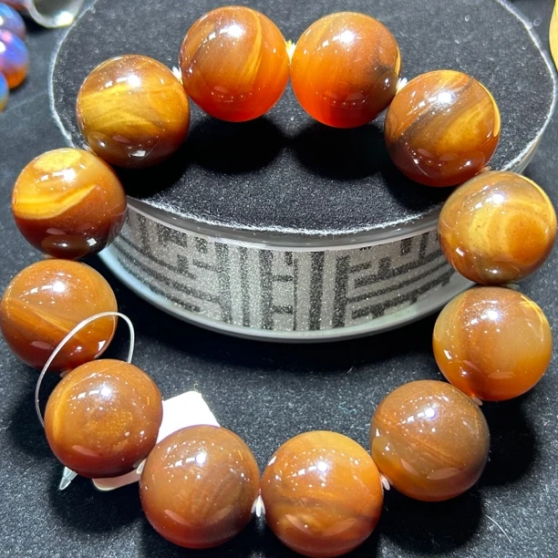 缅甸琥珀咖啡蜜蜡手串20mm