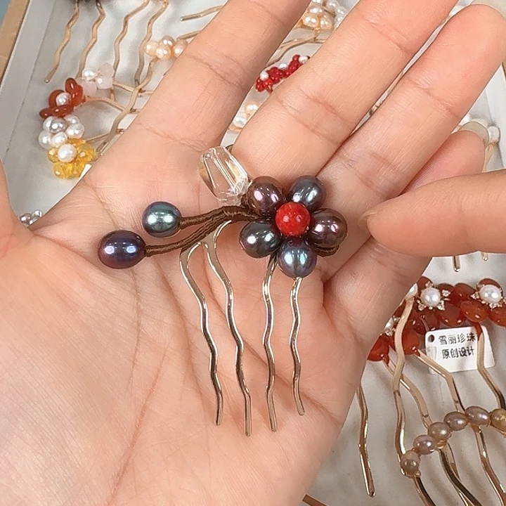 淡水珍珠发饰未镶嵌