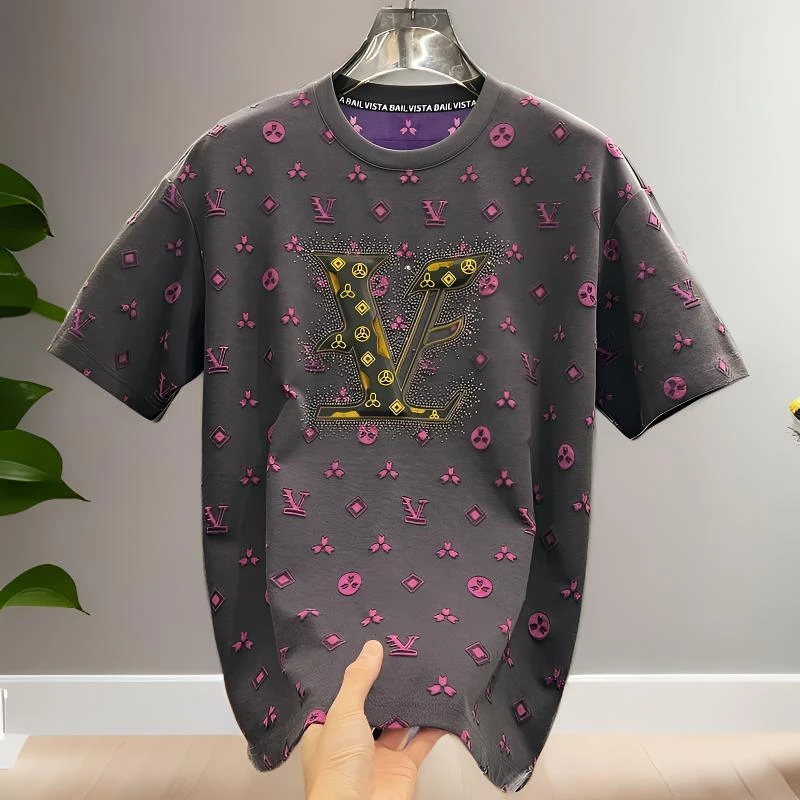 欧洲站短袖男士宽松T恤夏季2025新款潮牌设计感圆领男装上衣半袖