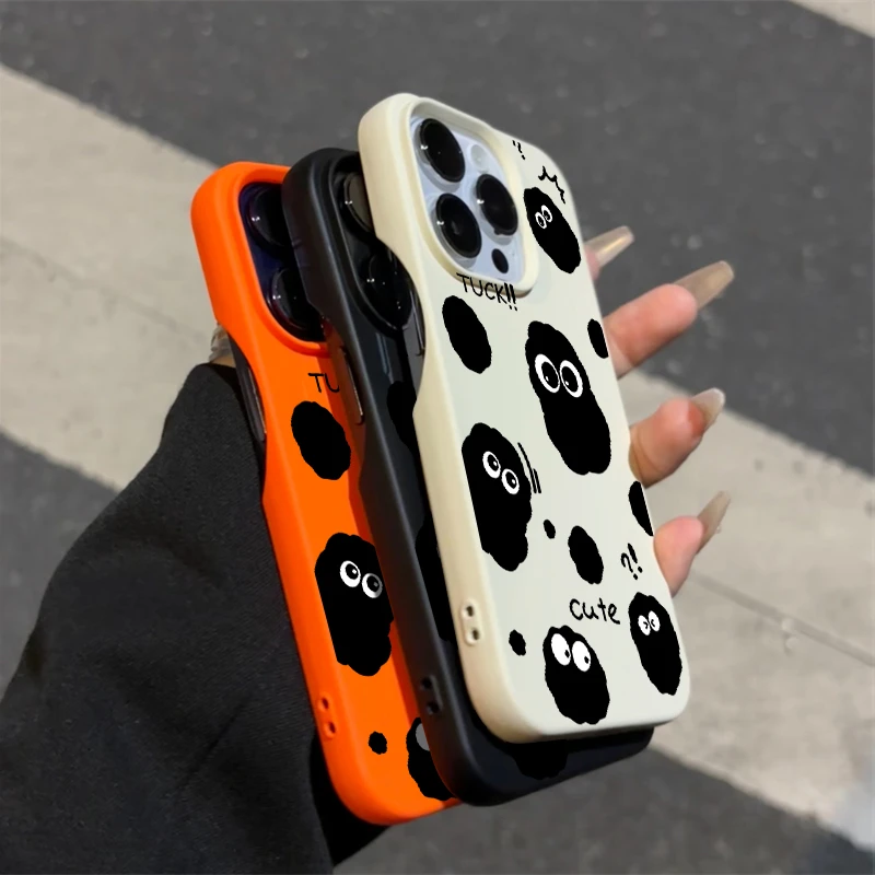 半包款卡通煤球适用苹果15promax手机壳iphone14/12/11/13/xs创意